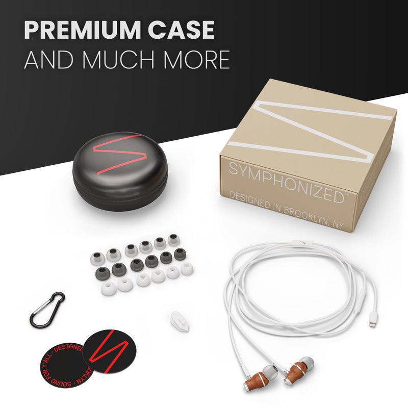 Symphonized iPhone Earphones Wired Deep Bass Sound, 3D Sound, Microphone Volume Control, 90% Noise Cancelling, Bubinga Wooden with Lightning (Apple MFI Certified), iPhone SE to 14 Earbuds (White) - Image 5